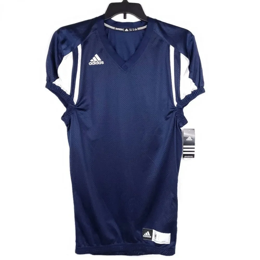 Adidas blue and white mesh long football jersey M